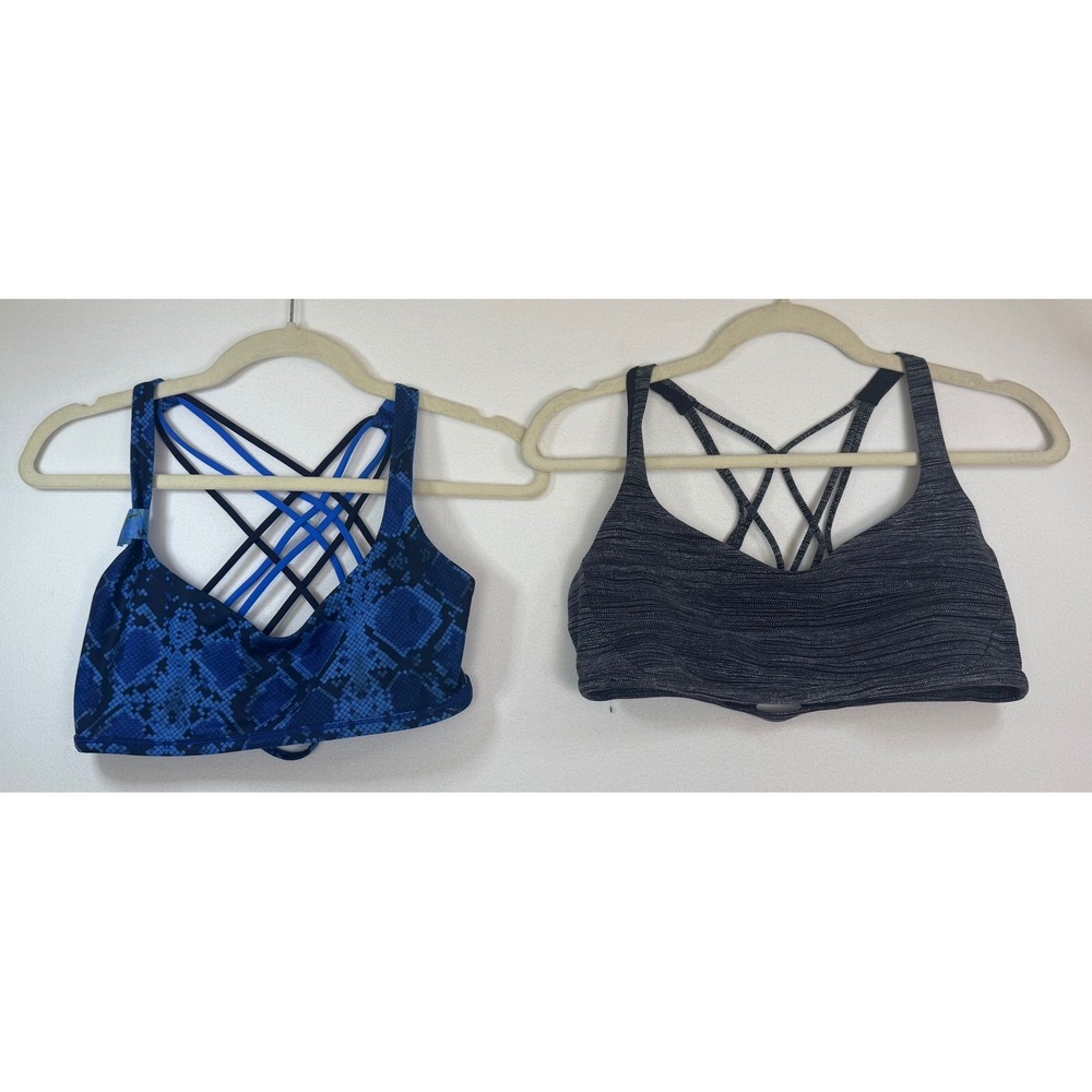 Lululemon Bras Set 2 Free to Be Zen/Free to Be Wild Gray/Blue GUC Sz 10 Strappy